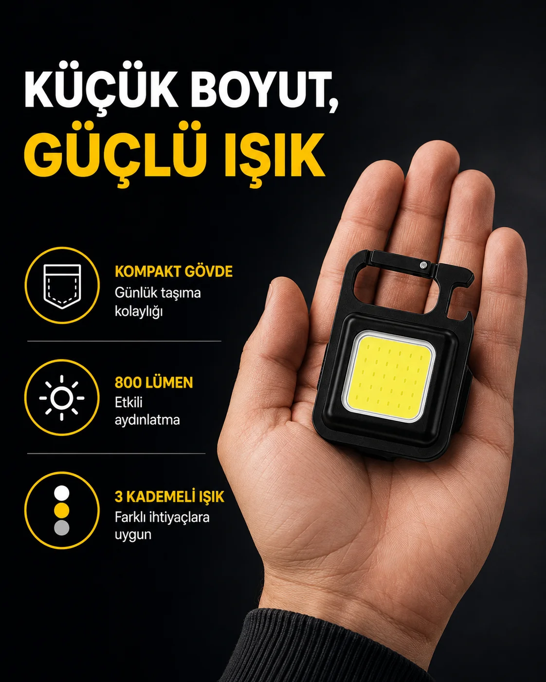 LED Mini Anahtarlık Fener – 1000 Lümen Güçlü Işık ve USB Type-C Şarjlı Yeni Nesil LED Mini Anahtarlık Fener – 1000 Lümen Güçlü Işık ve USB Type-C Şarjlı Yeni Nesil