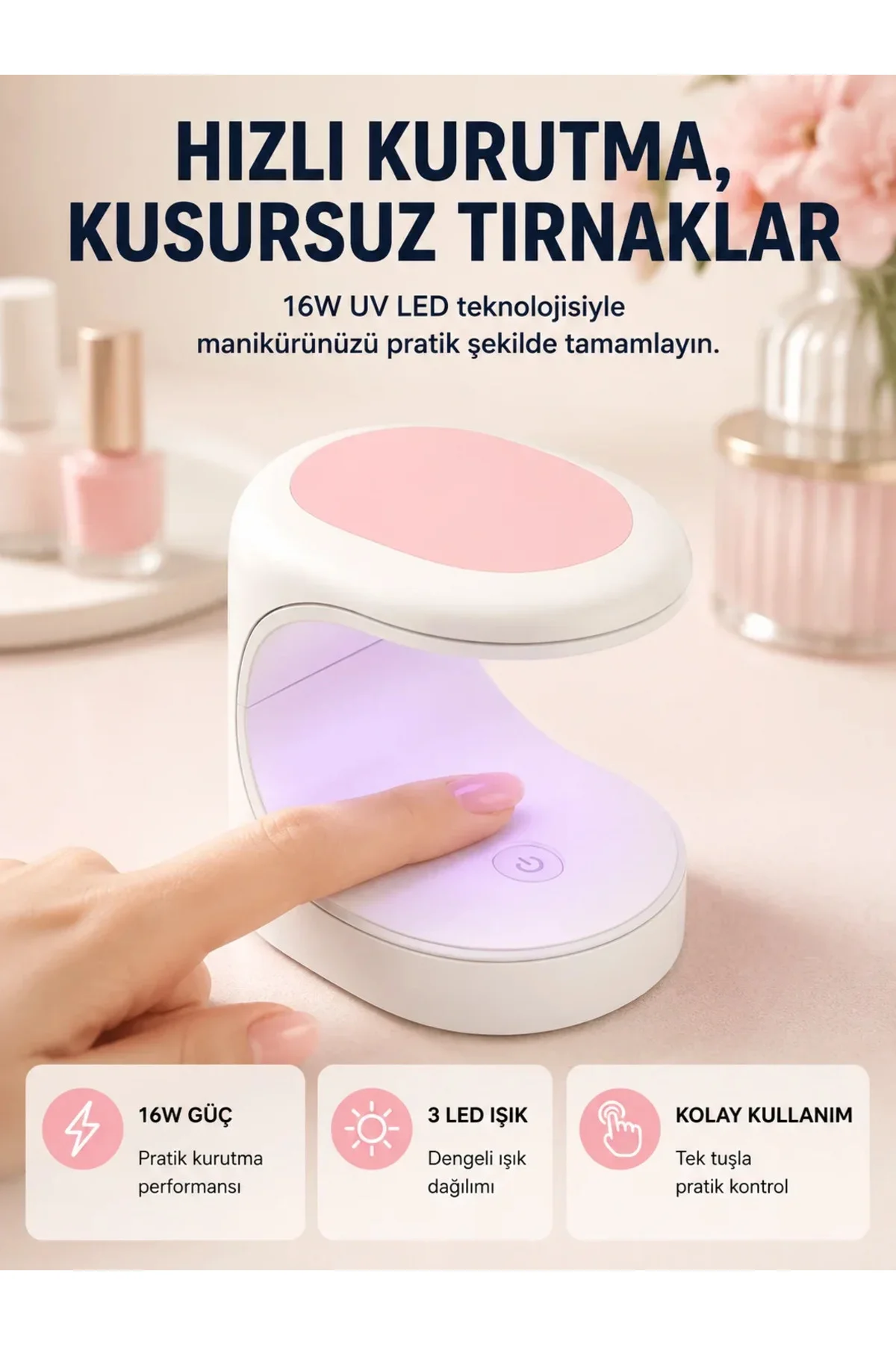 LED Mini Oje Kurutucu Taşınabilir Hızlı Kuruma Cihazı 3 LED Işıklı Yeni Nesil LED Mini Oje Kurutucu Taşınabilir Hızlı Kuruma Cihazı 3 LED Işıklı Yeni Nesil