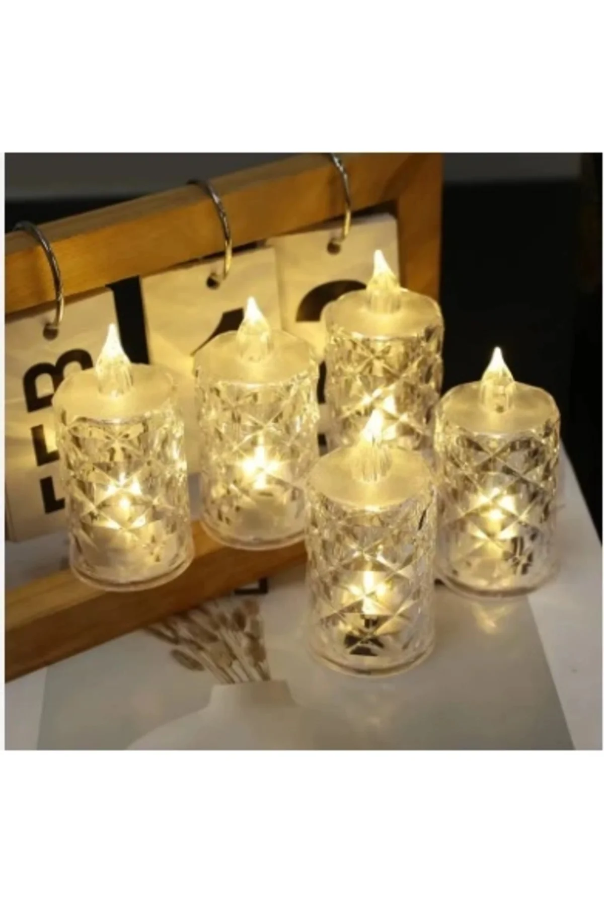Led Mum Şeffaf Kristal Led Mum Pilli Alevsiz Çay Mumu Düğün Doğum Günü Ortam Işığı Midi - Görsel 4