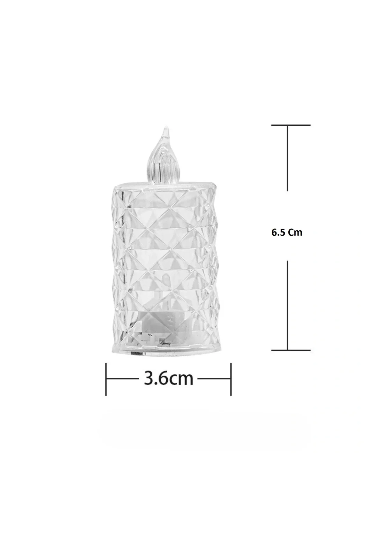 Led Mum Şeffaf Kristal Led Mum Pilli Alevsiz Çay Mumu Düğün Doğum Günü Ortam Işığı Midi - Görsel 2
