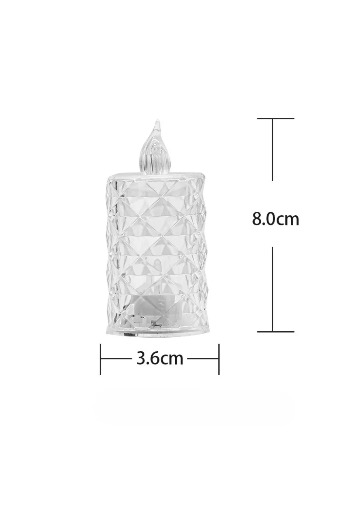 Led Mum Şeffaf Kristal Led Mum Pilli Alevsiz Çay Mumu Düğün Doğum Günü Ortam Işığı - Görsel 2
