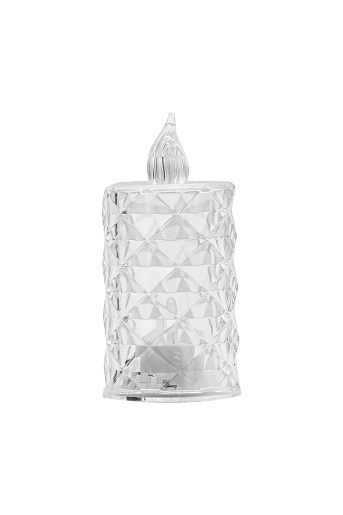 Led Mum Şeffaf Kristal Led Mum Pilli Alevsiz Çay Mumu Düğün Doğum Günü Ortam Işığı Midi - Görsel 5