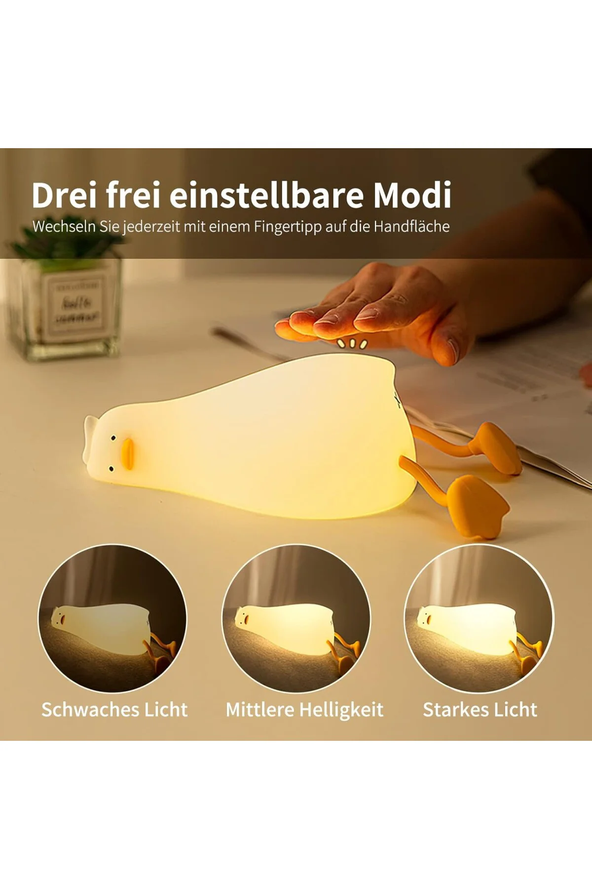LED ördek gece lambası, 3 ışık modu, sevimlilambası, gece lambası