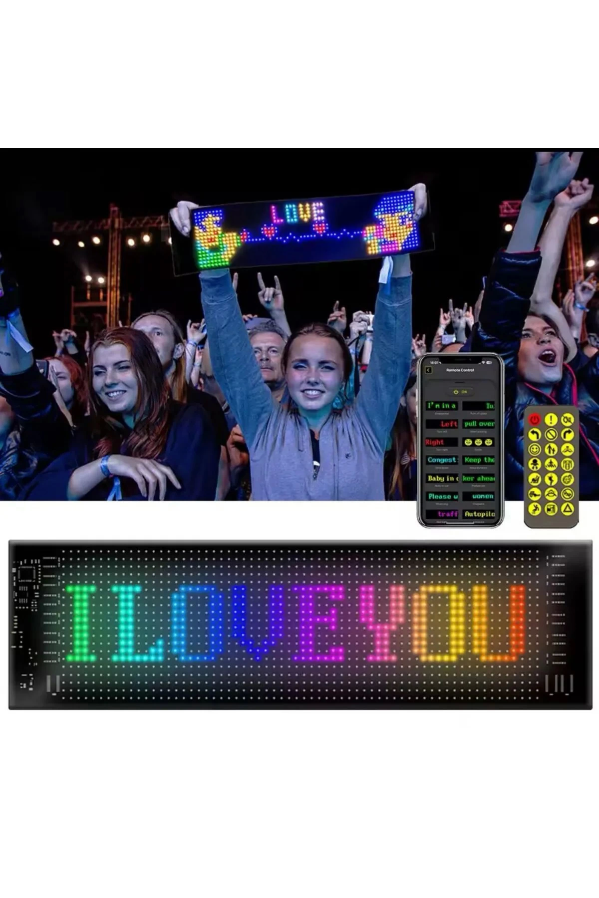 Led Panel Cama Yapışan Telefon Kontrollü Led Ekran Panel 16*64 Le
