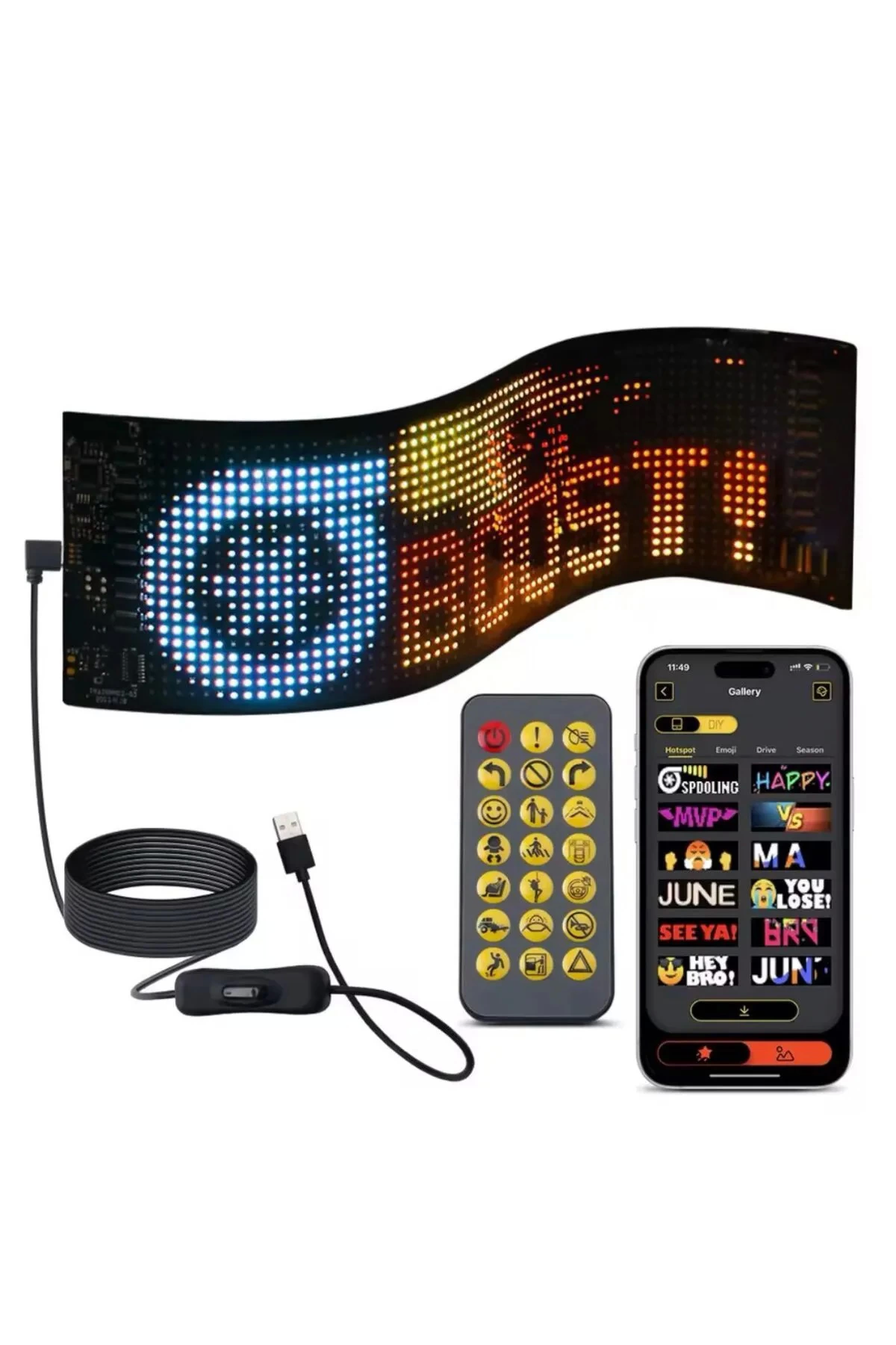 Led Panel Cama Yapışan Telefon Kontrollü Led Ekran Panel 16*64 Le