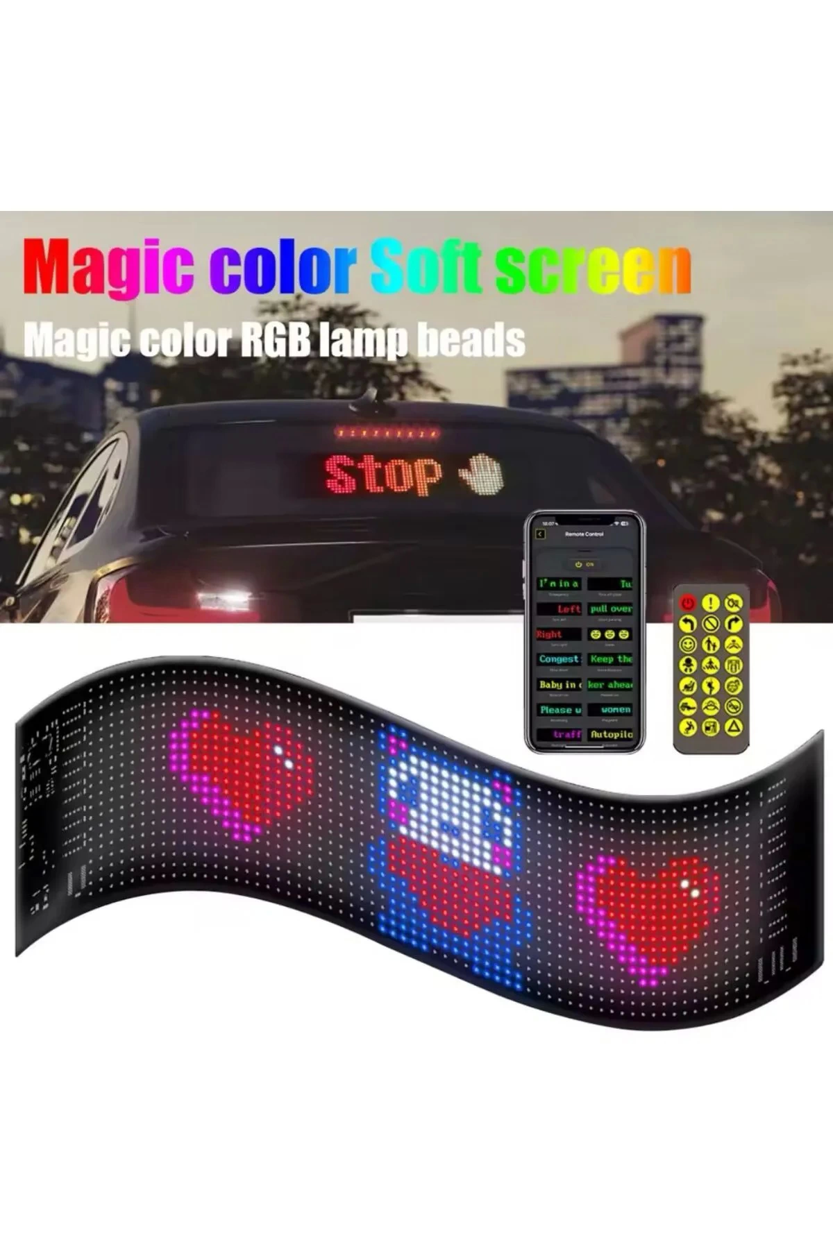 Led Panel Cama Yapışan Telefon Kontrollü Led Ekran Panel 16*64 Le