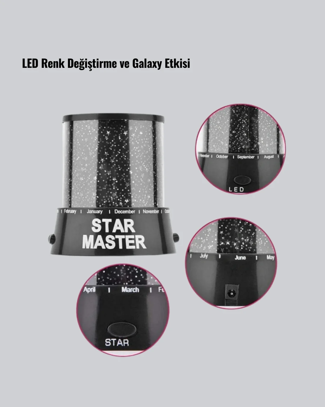 LED Renk Değiştiren Yıldız Projektör Galaxy Efektli Gece Lambası