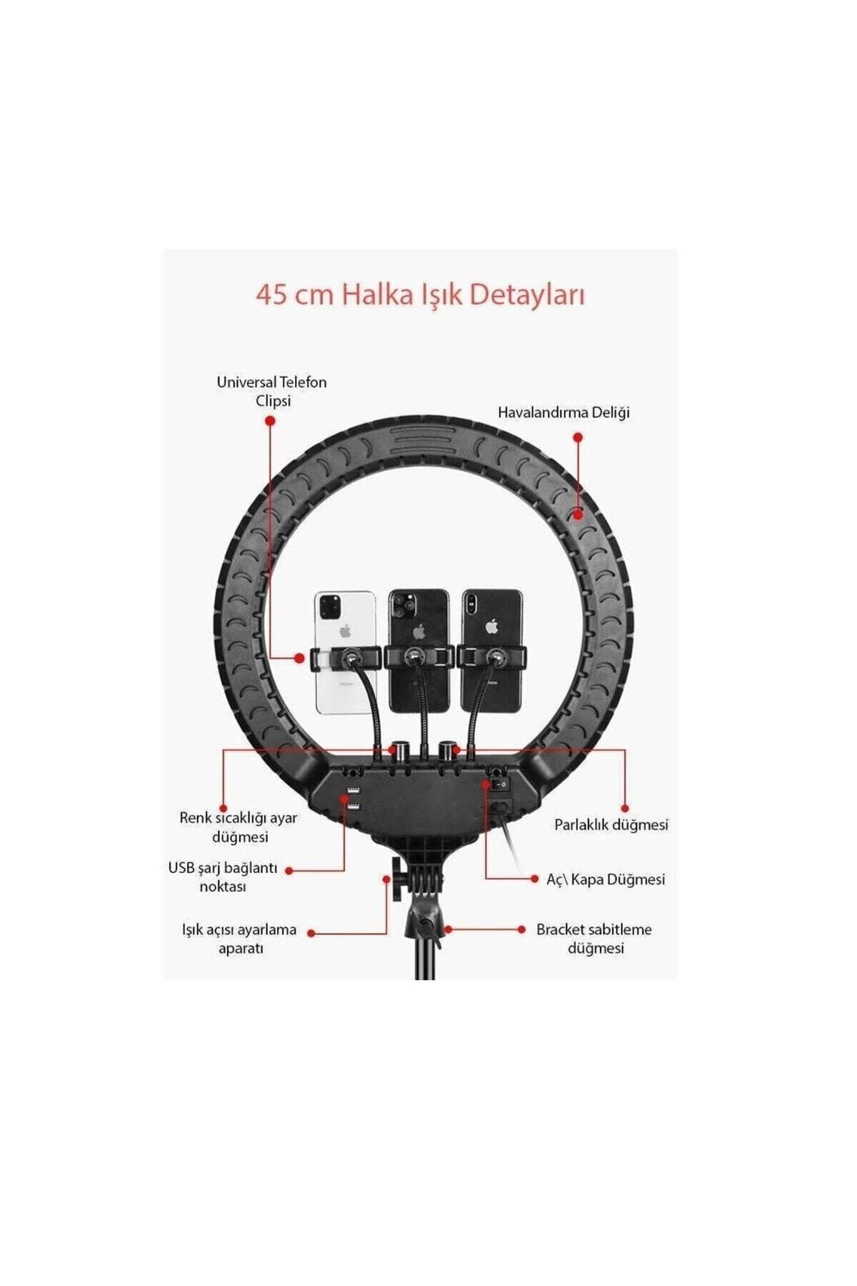 Led Rl-21 Inç 220v Girişli 3 Adet Telefon Tutacaklı+uzaktan Kuman