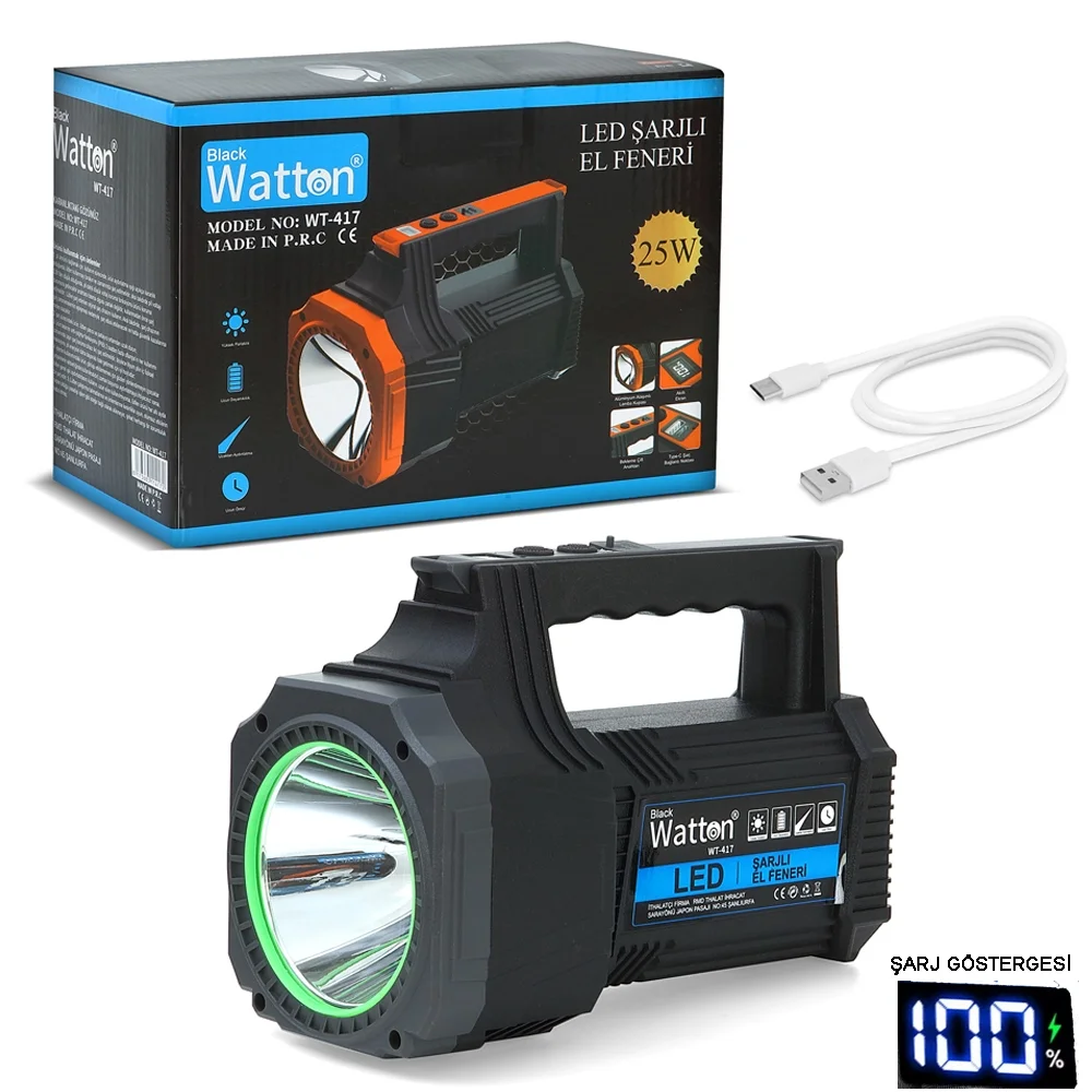 Led Şarjlı El Feneri 25w Wt-417 Led Şarjlı El Feneri 25w Wt-417