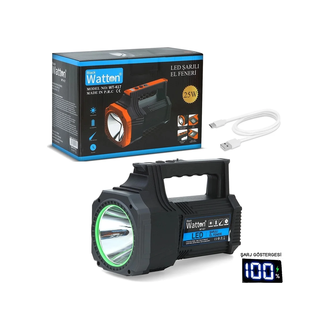 Led Şarjlı El Feneri 25w Wt-417 Diğer Led Şarjlı El Feneri 25w Wt-417 Diğer