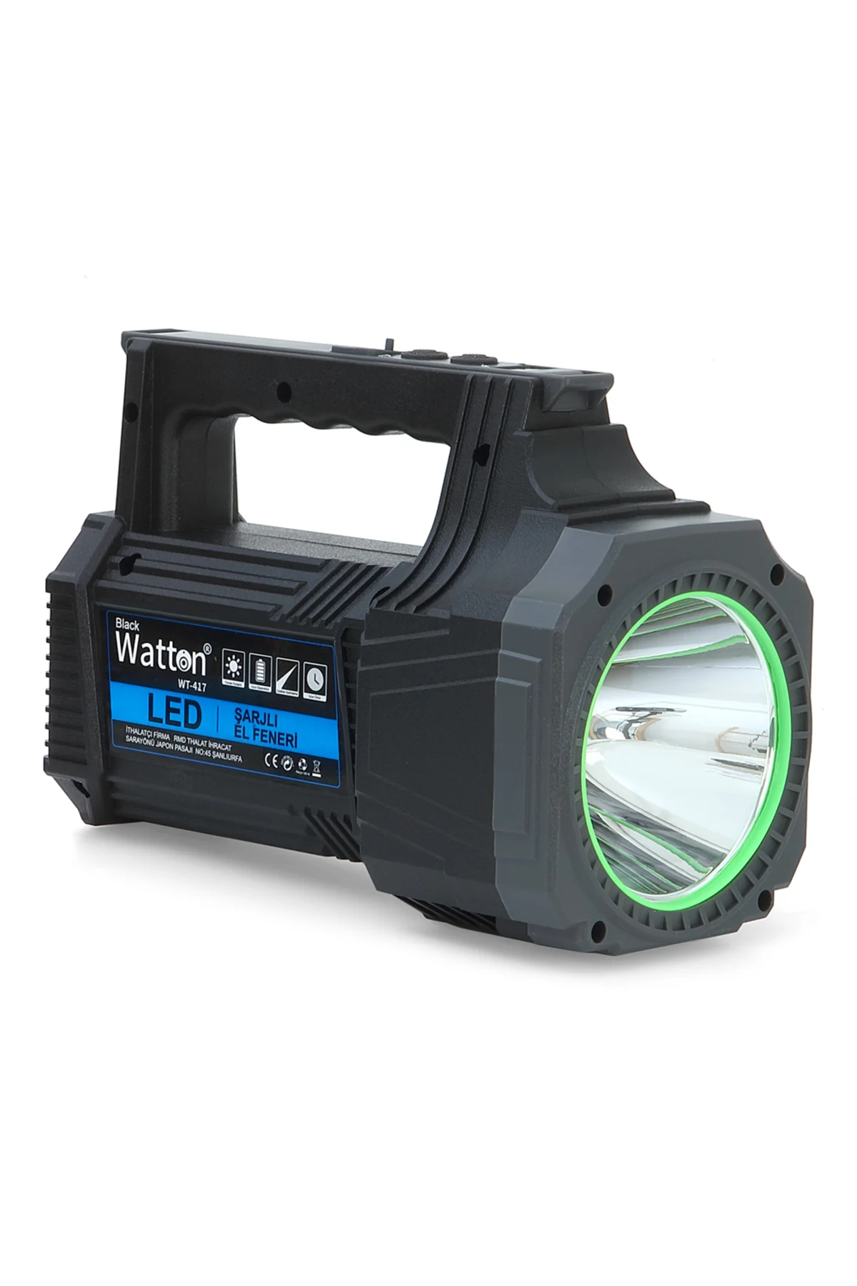 LED ŞARJLI EL FENERİ 25W WATTON WT-417 Siyah