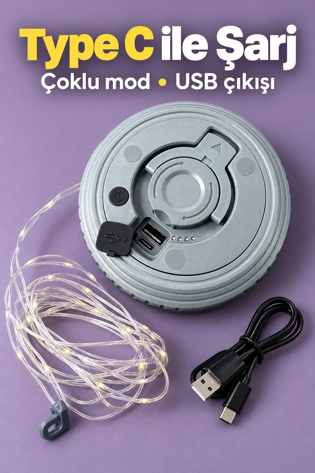 LED Şeritli Kamp Işığı Type C Şarj Girişli LED Şeritli Kamp Işığı Type C Şarj Girişli