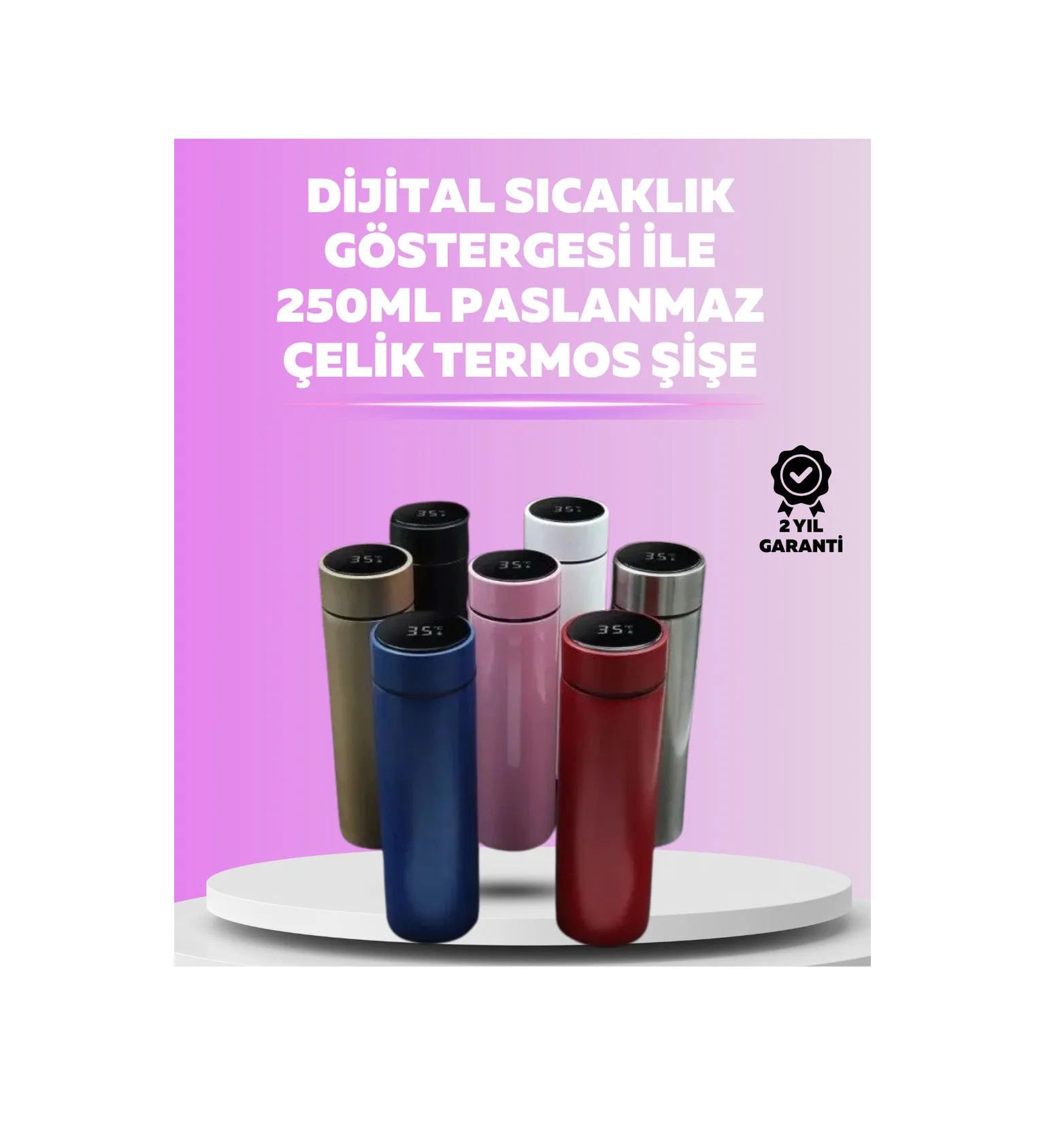 Led Sıcaklık Ölçerli 250 Ml Yalıtımlı Termos Şişe Diğer