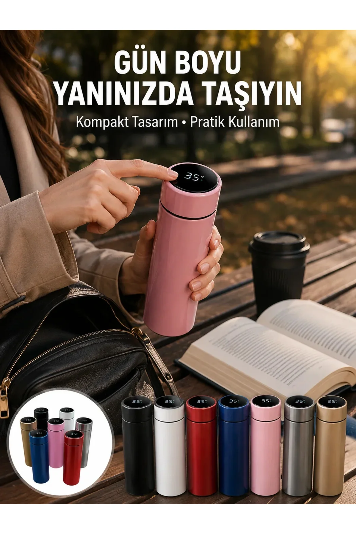 LED Sıcaklık Ölçerli 250 ml Yalıtımlı Termos Şişe Yeni Nesil