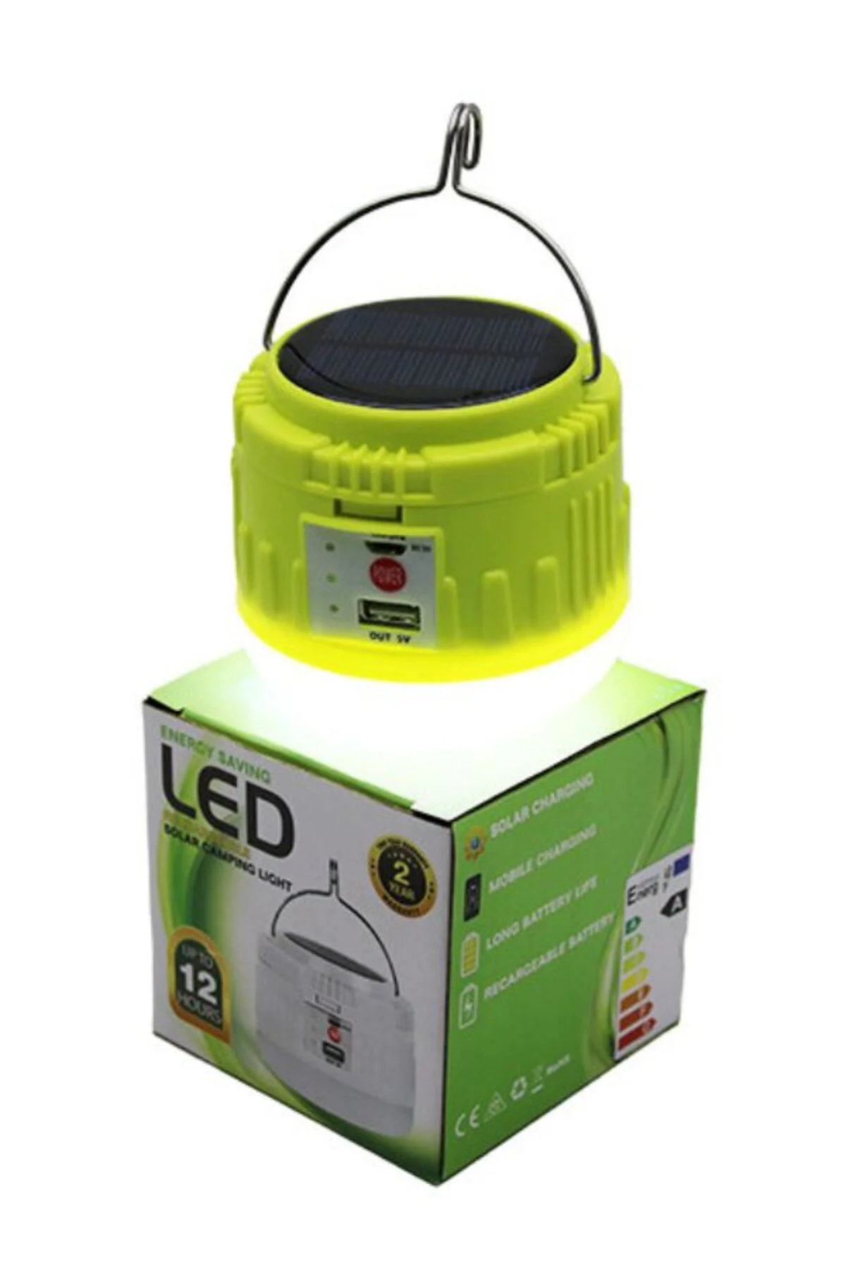 LED SOLAR CAMPING LIGHT USB & SOLAR & ŞARJLI ASKILI KAMP LAMBASI FENER