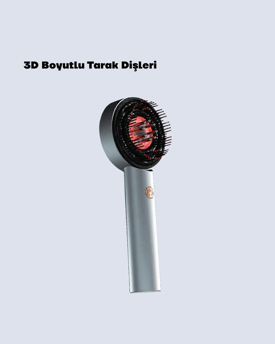 LED Teknolojili Elektrikli Saç Masaj Fırçası - Mikro Akımlı Saç Uzatıcı ve Dökülme Önleyici