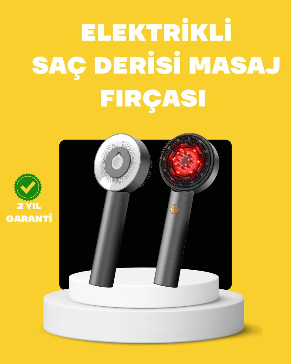 LED Teknolojili Elektrikli Saç Masaj Fırçası - Mikro Akımlı Saç Uzatıcı ve Dökülme Önleyici