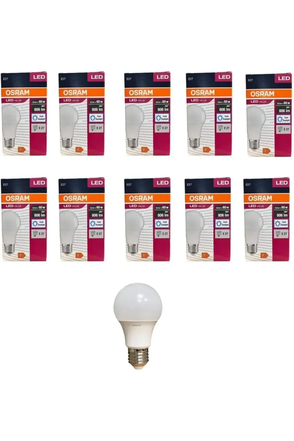 LED Value 8.5 Watt Led Ampul 6500K Beyaz Işık E27-10 Adet 1185222