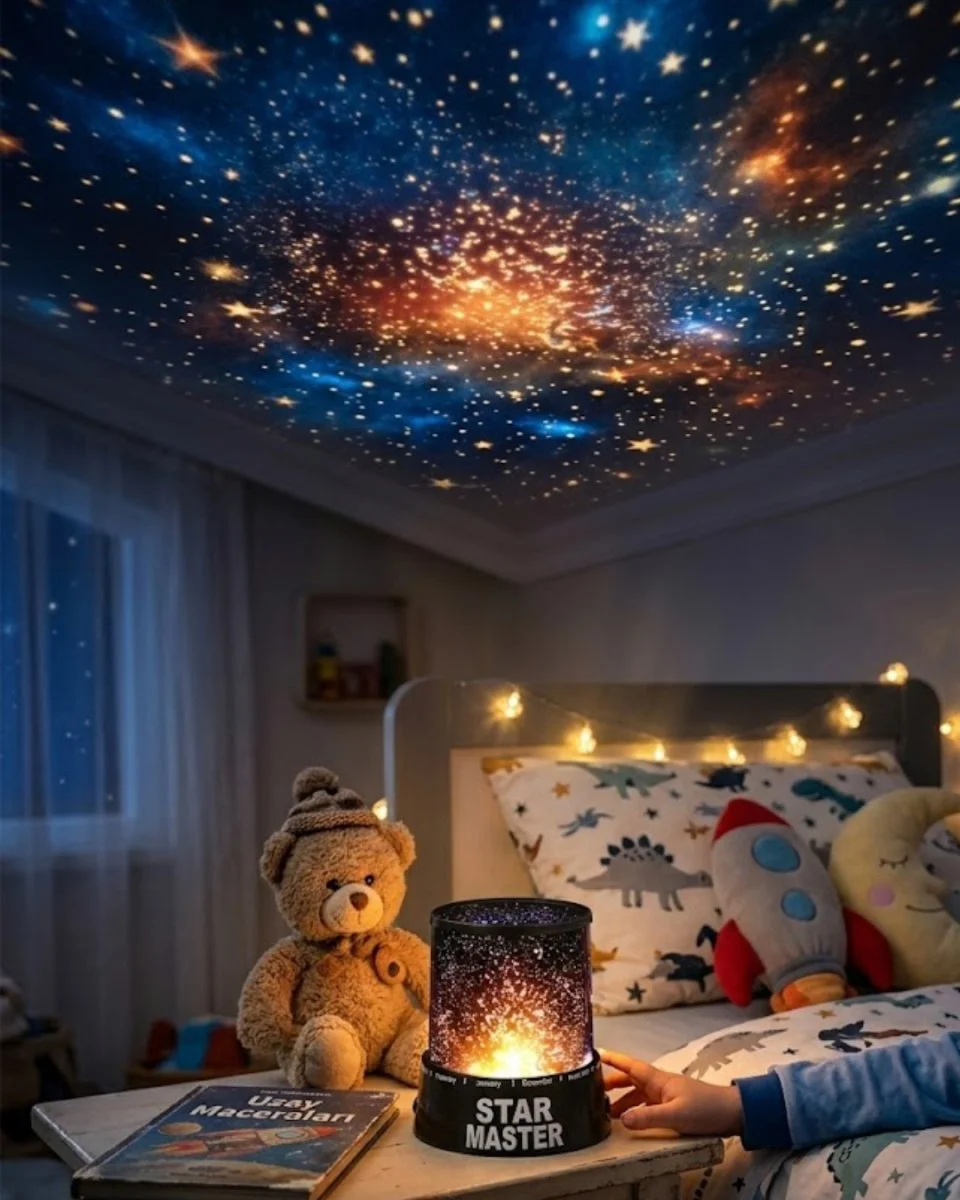 LED Yıldız Projeksiyon Lambası Romantik Atmosfer Işığı - Dekoratif Gece Lambası ve Oda Teması