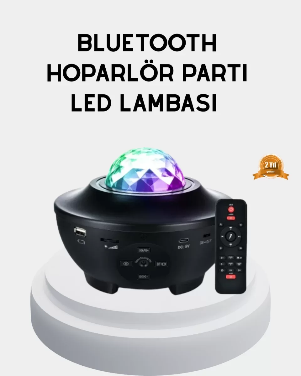 LED Yıldızlı Projektör Galaxy Modlu Renk ve Parlaklık Ayarlı Gece