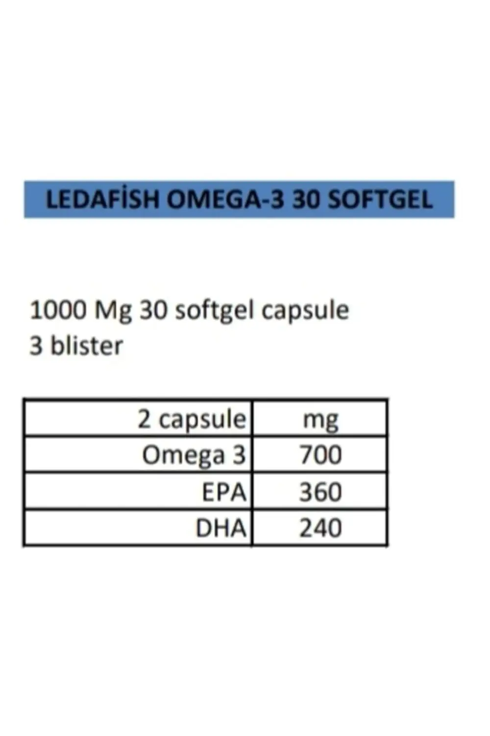 Leda Fish Omega 3 Kapsül Balık Yağı Gıda Takviyesi Beyin Geliştir