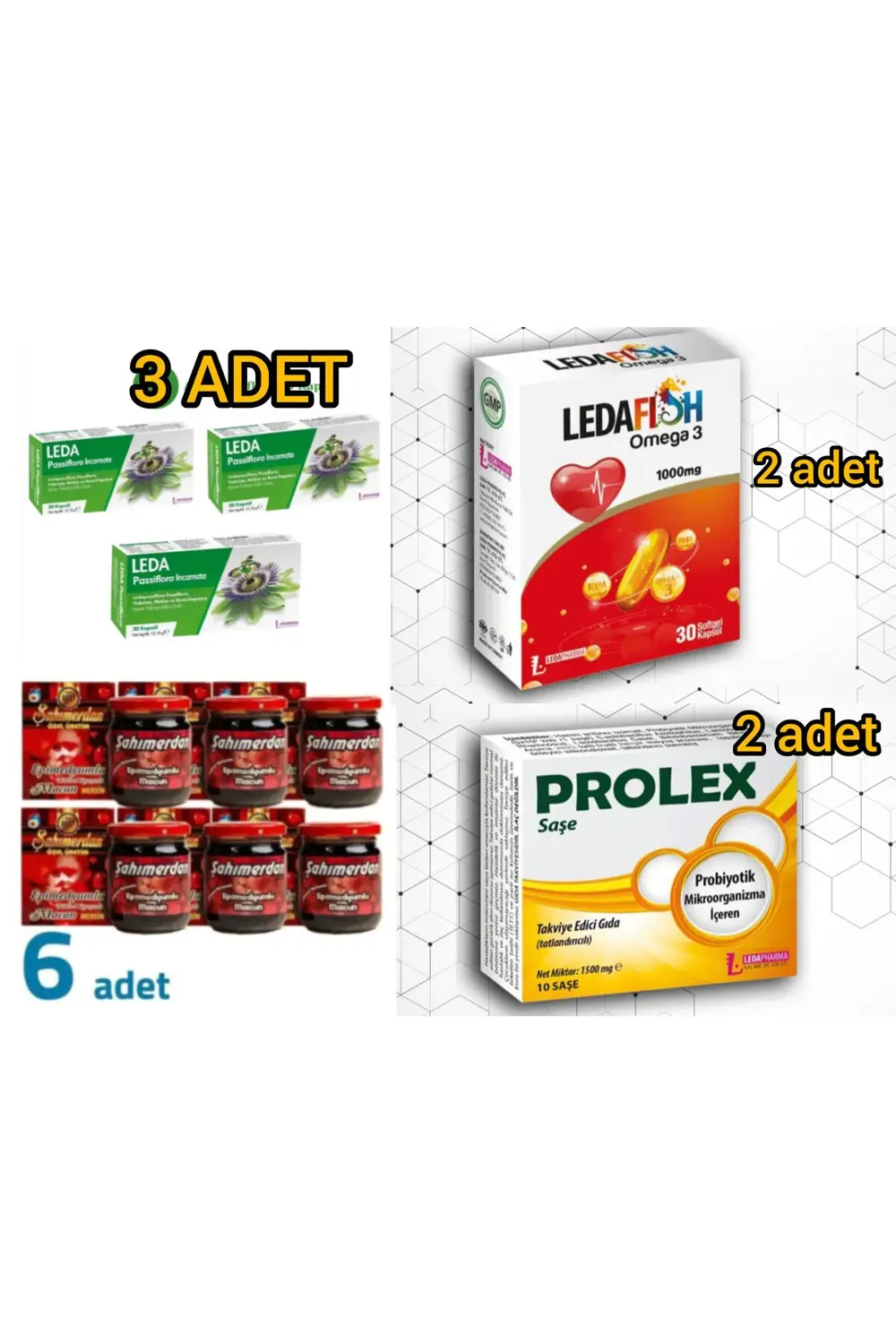 Leda OMEGA 3 30 SOFT KAPSÜL VE PASİFLORA 30KP &ŞAHMERDAN MACUN Mİ