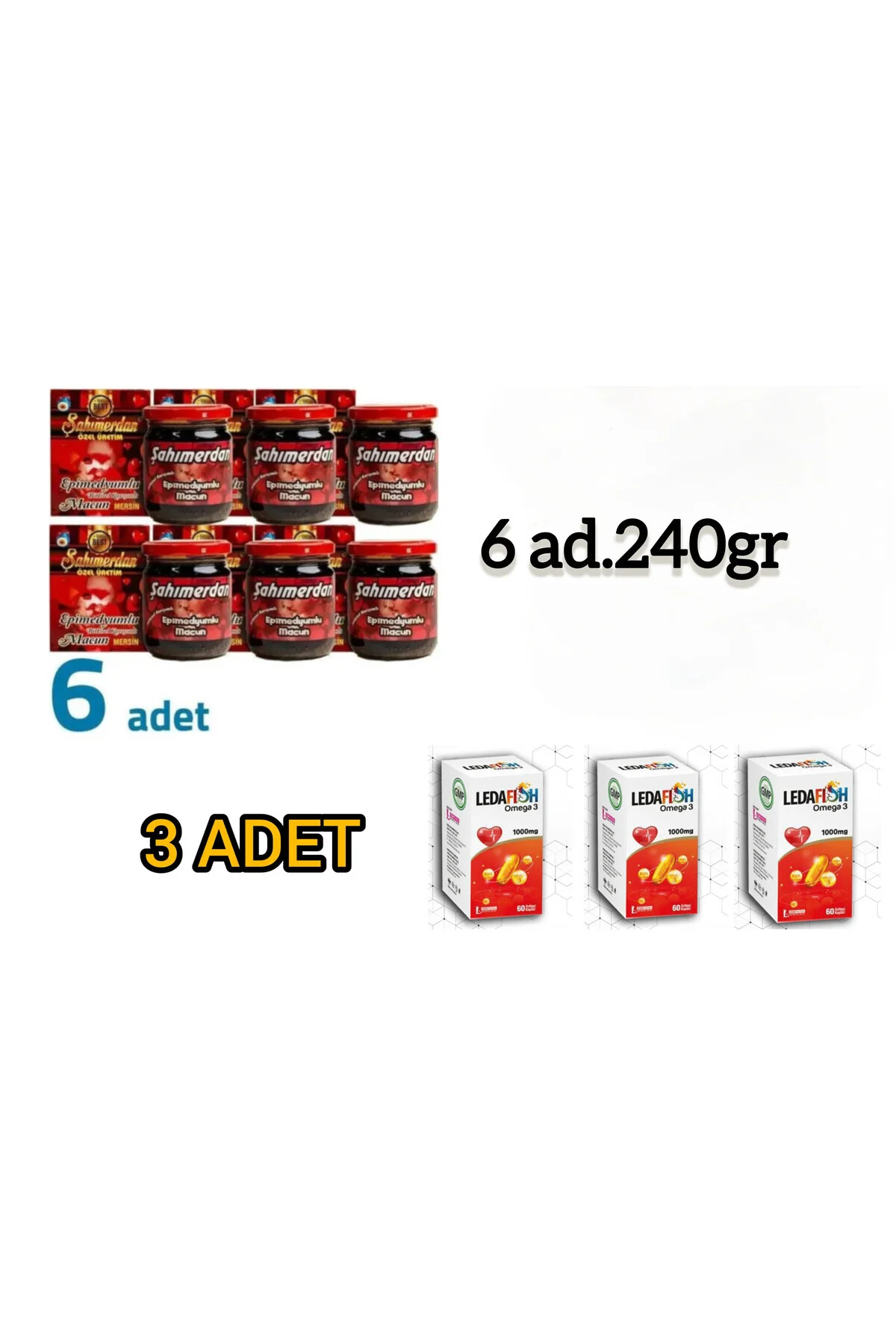 LEDA OMEGA 3 60 SOFT KAPSÜL ve 6 ad 240gr büyük macun