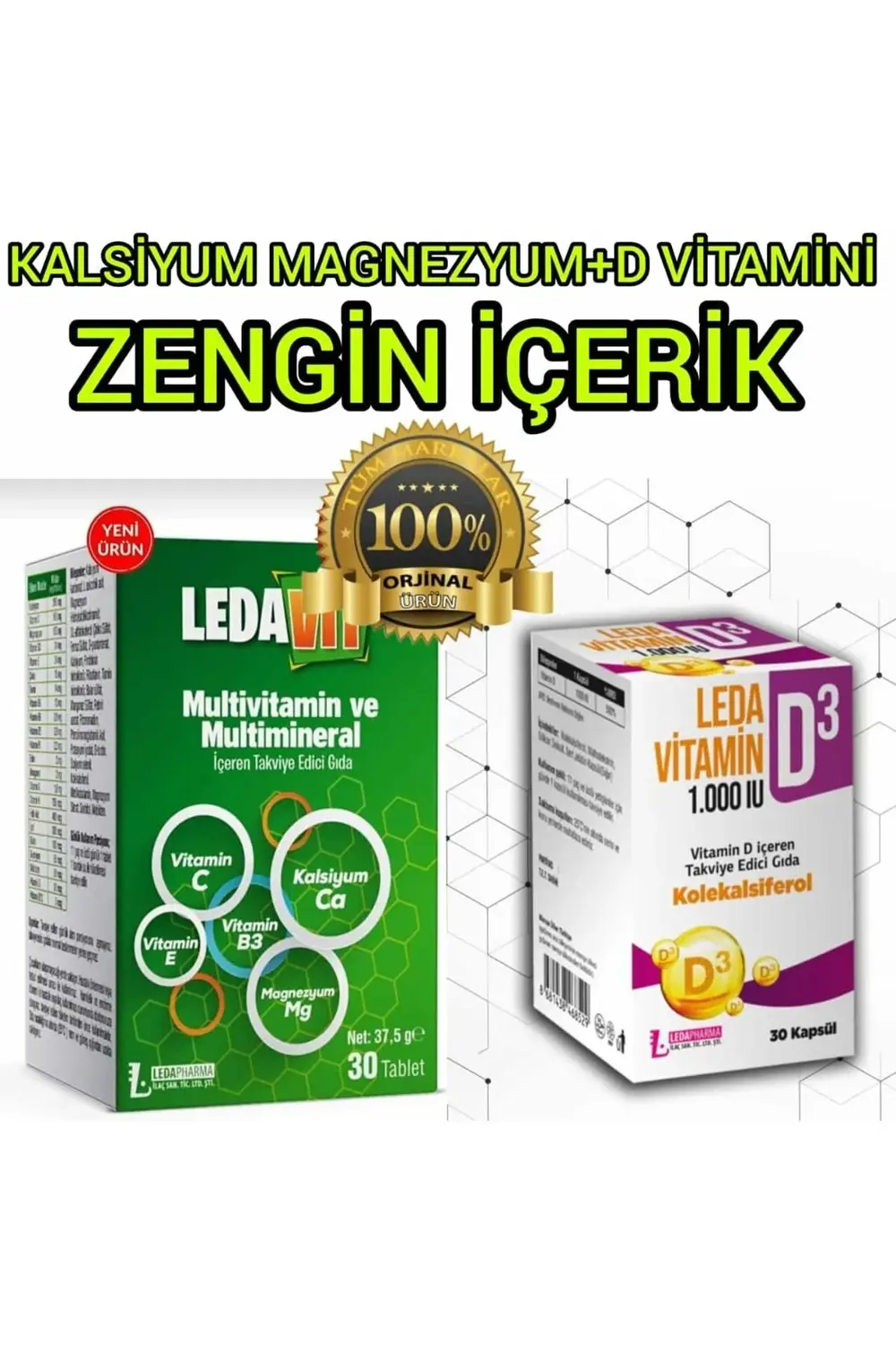 LEDA VİTAMİN D3 KP + MULTİVİTAMİN 30 TB