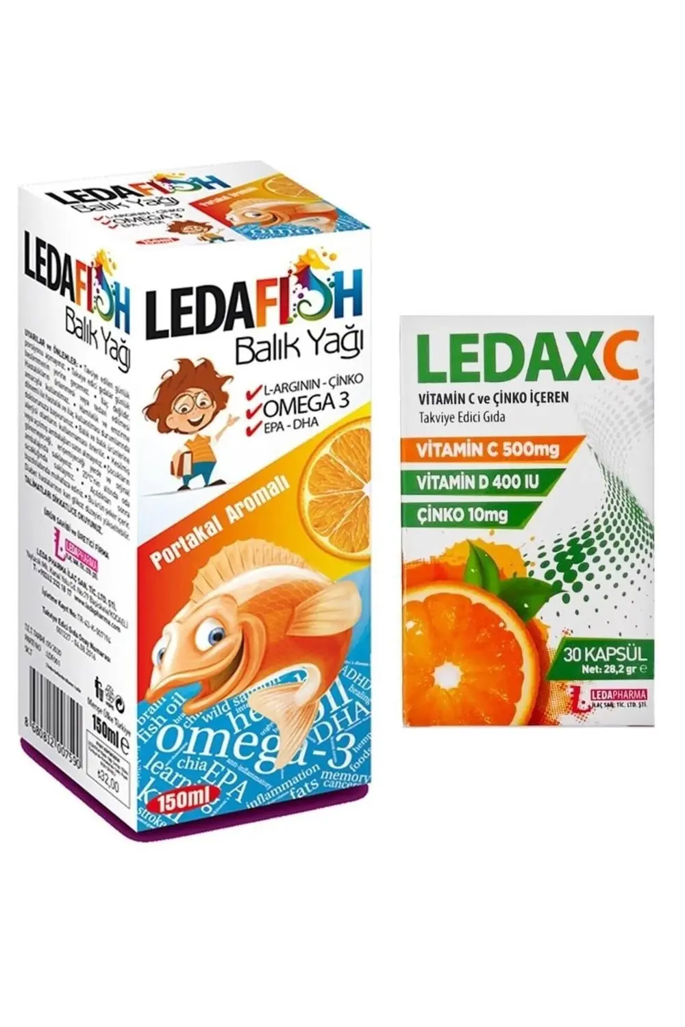 Ledafish Balık Yağı 150 ml + Ledaxc Vitamin C Vitamin D ve Çinko
