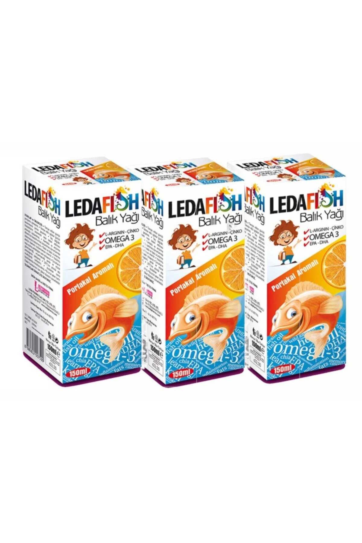 Ledafish Balık Yağı (Portakal Aromalı) 150 ml 3 Adet