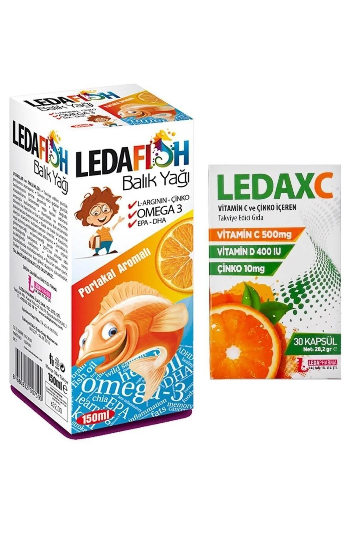 Ledafish Balık Yağı 150 ml + Ledaxc Vitamin C Vitamin D ve Çinko 