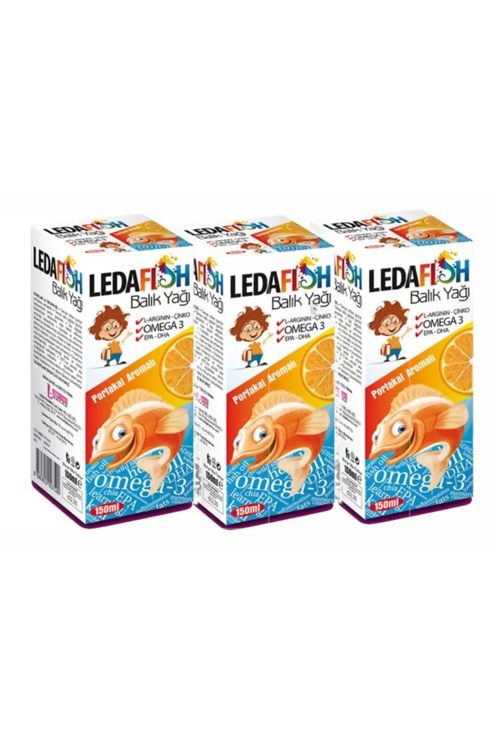 Ledafish Balık Yağı (Portakal Aromalı) 150 ml 3 Adet