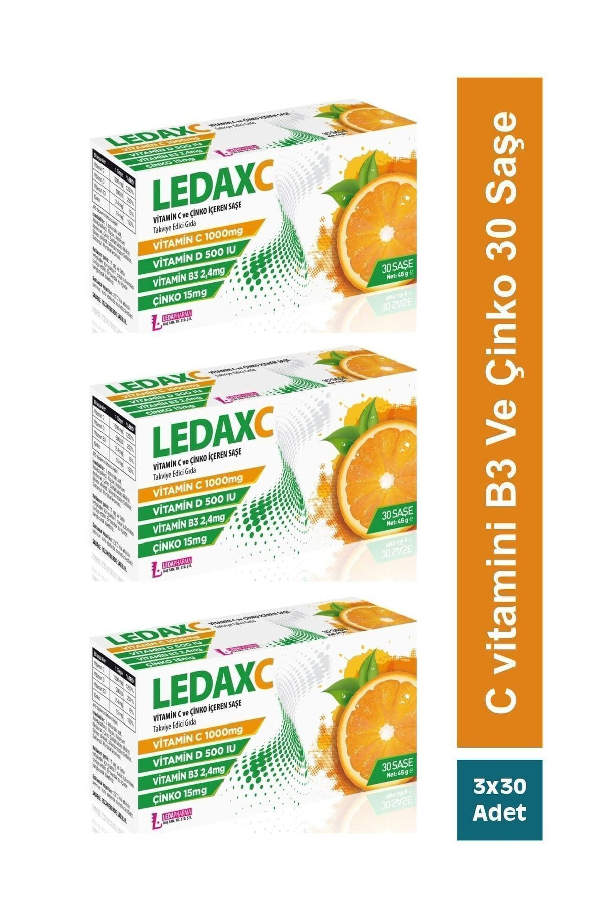 Ledax C Vıtamın 1000 Mg 30 Şase 3'lü Paket