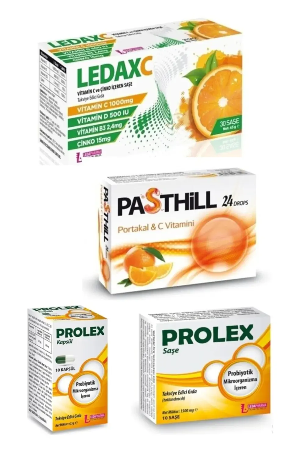 Ledax C Vıtamın 30 Saşe Ve Portakal 24 Pastil Ve Prolex 10 Saşe V