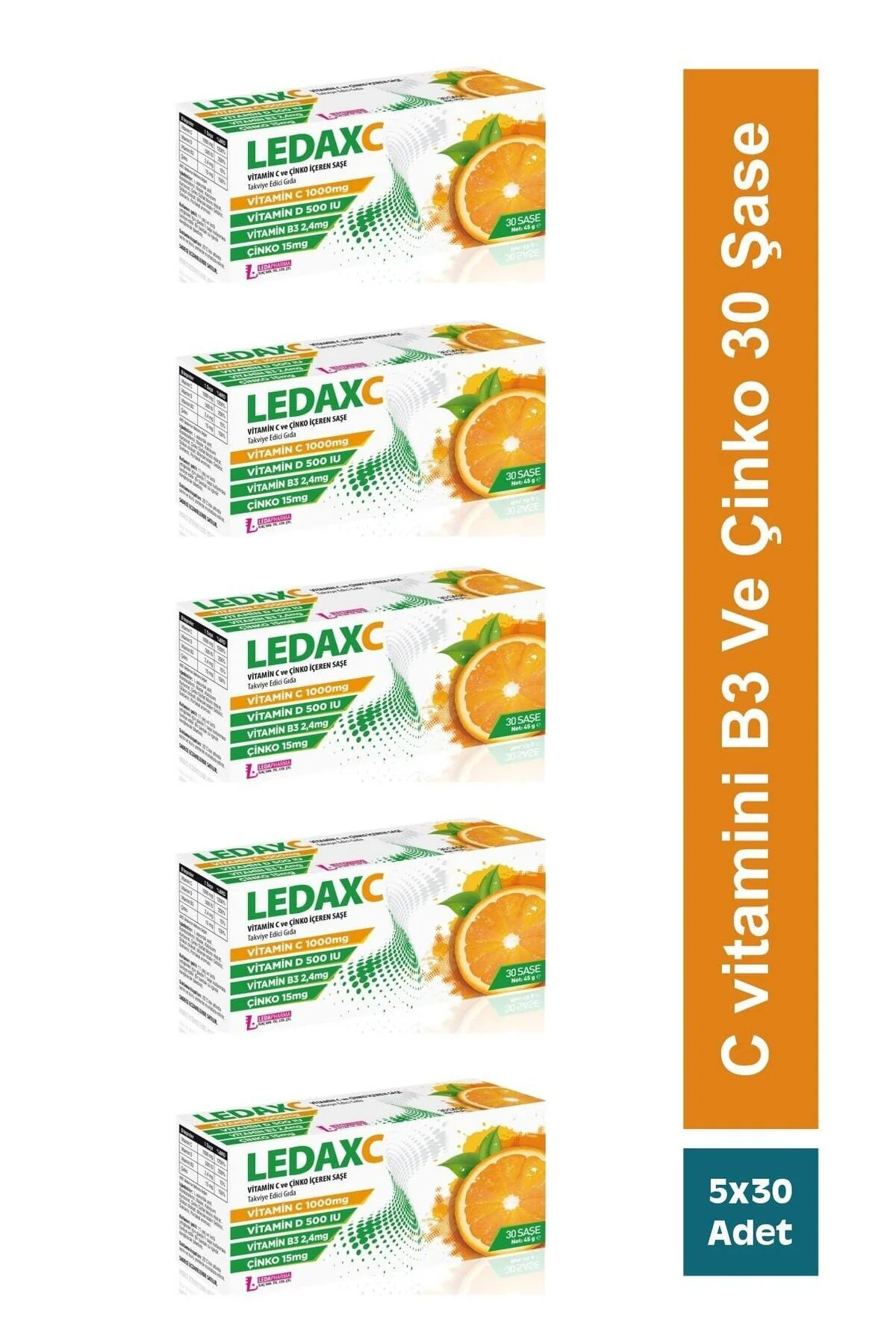 Ledax C Vıtamın Ve Çinko Içeren 30 Şase X 5 Adet