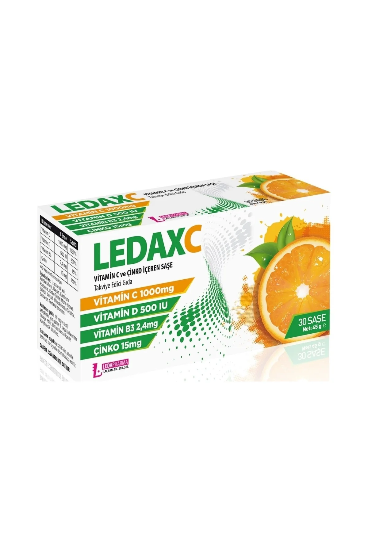 Ledax C Vitamini 1000mg D Vitamini Ve Çinko (30 Şase)