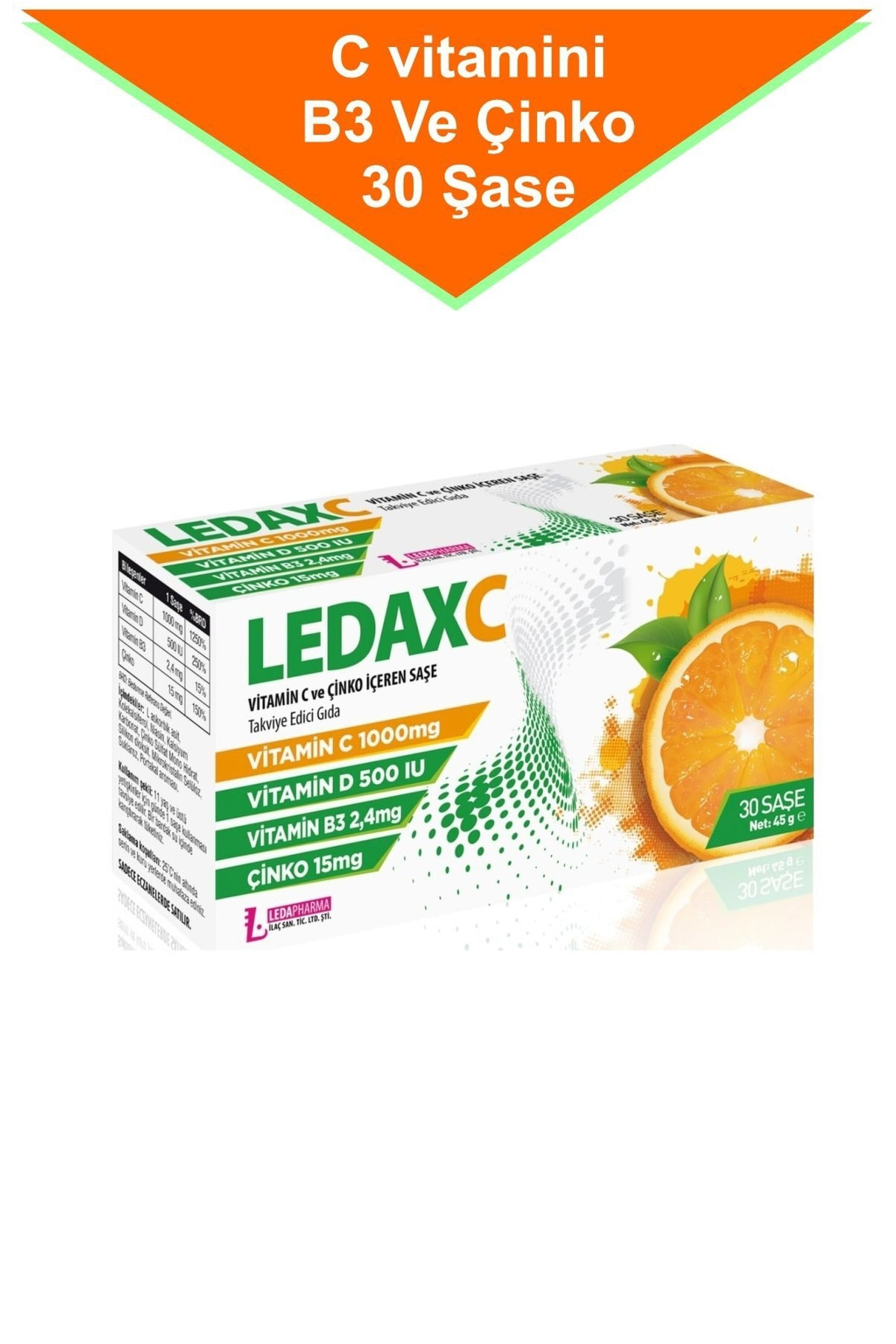 Ledaxc Vitamin C ve Çinko İçeren 30 Şase