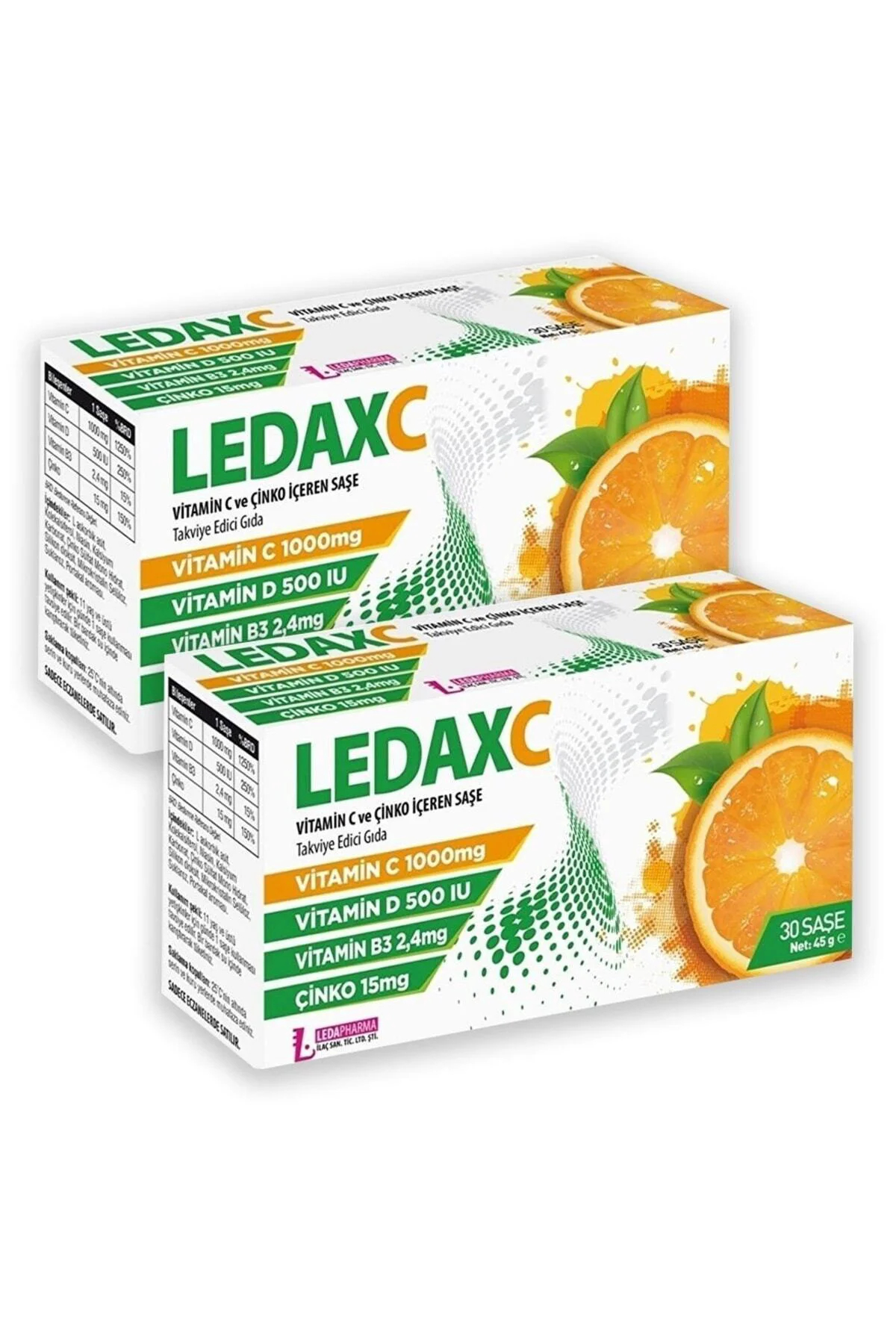 Ledaxc Vitamin C ve Çinko Içeren 30 Saşe 2 Adet