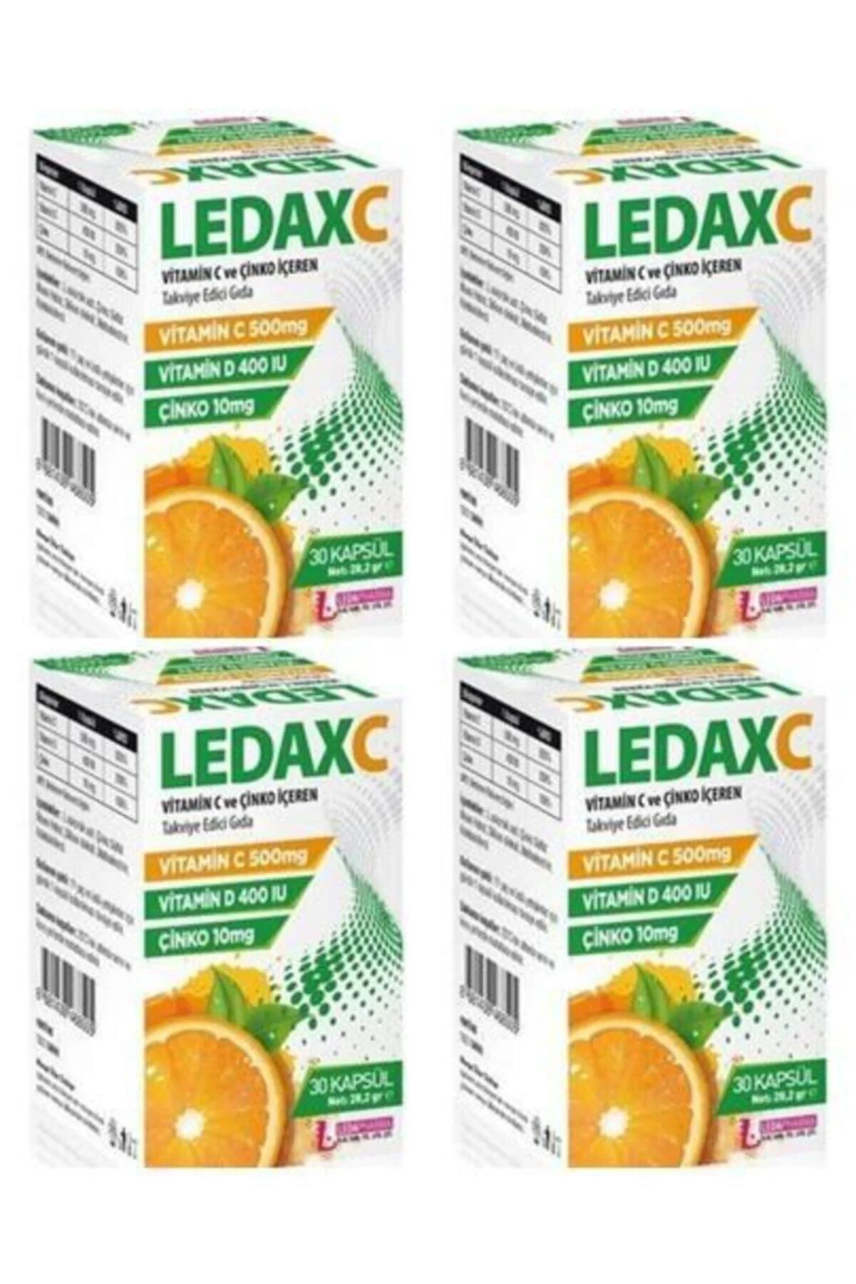 Ledaxc Vitamin C Vitamin D Ve Çinko Içeren 30 Kapsül 4 Adet