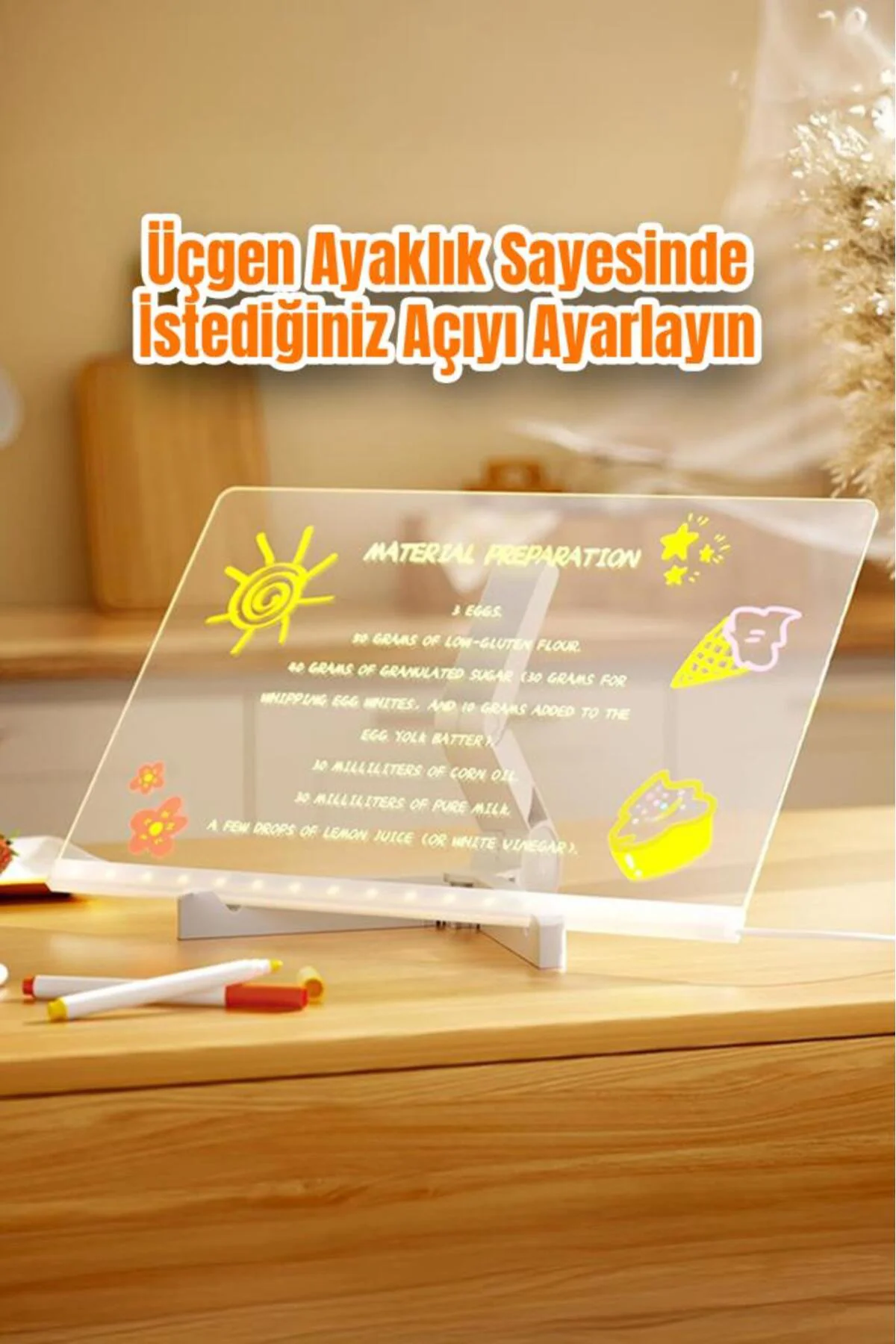 Ledli Ayarlanabilir Standlı Çizim Tableti 30x20 cm