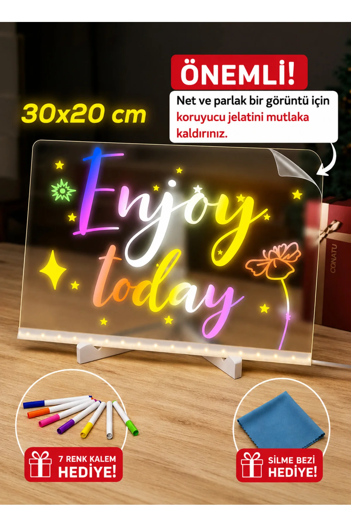 Ledli Ayarlanabilir Standlı Çizim Tableti 30x20 cm