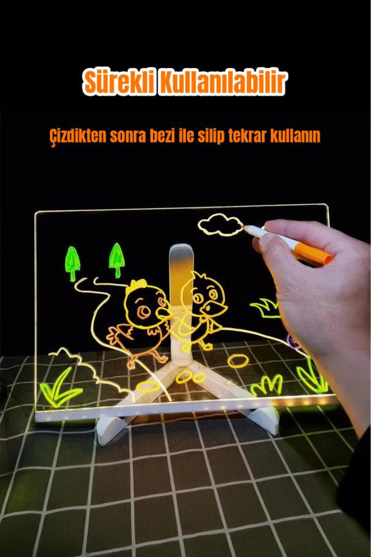 Ledli Ayarlanabilir Standlı Çizim Tableti 30x20 cm
