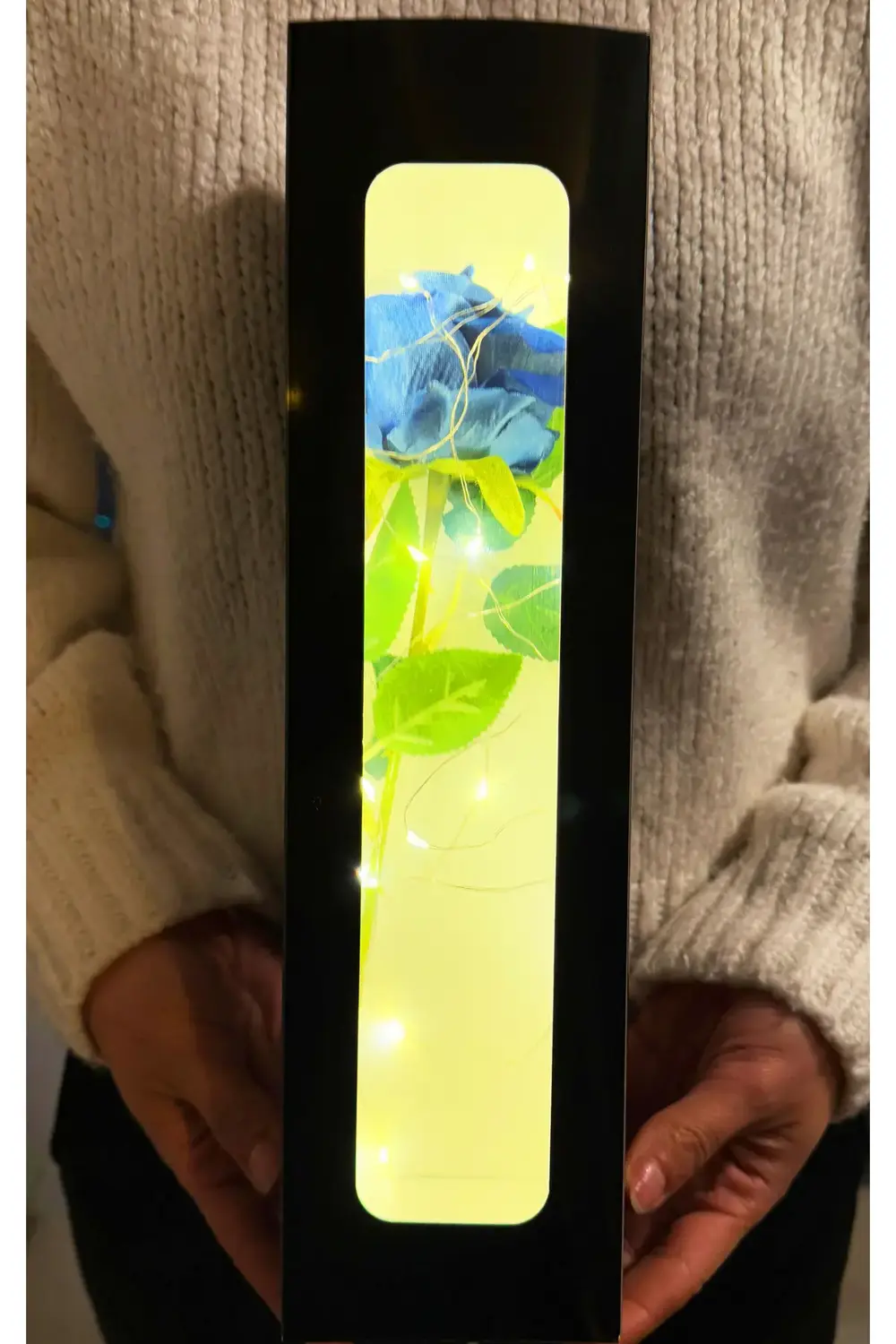 Ledli Kutuda Lacivert Kadife Gül Dogum Gunu Hediyesi Sevgiliye he