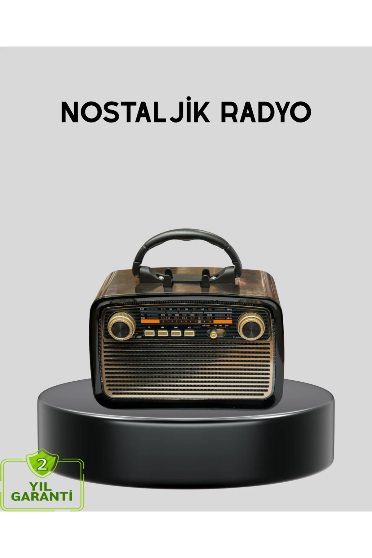 LED’li Nostaljik Bluetooth Hoparlör – Vintage Tasarım, Ahşap Doku