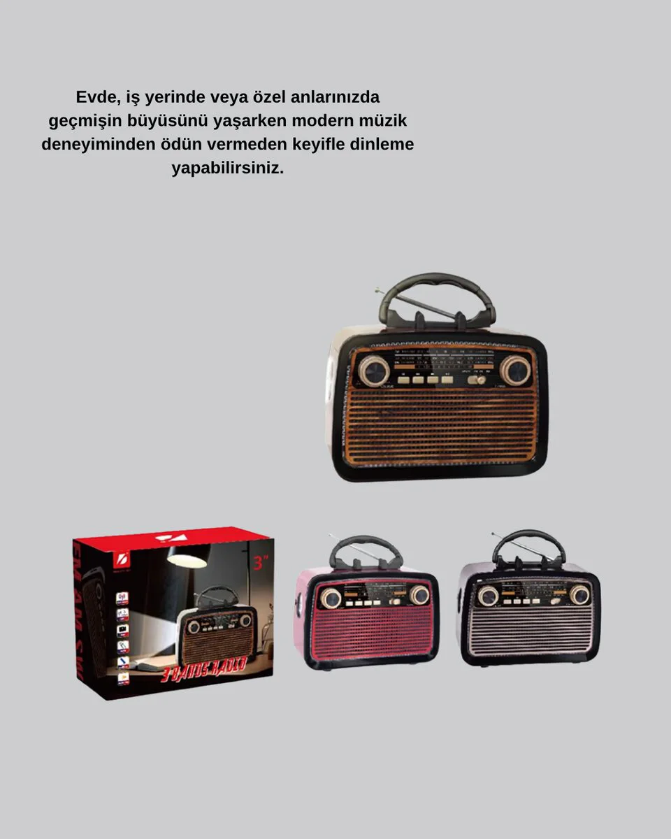 LED’li Nostaljik Bluetooth Hoparlör – Vintage Ahşap Doku
