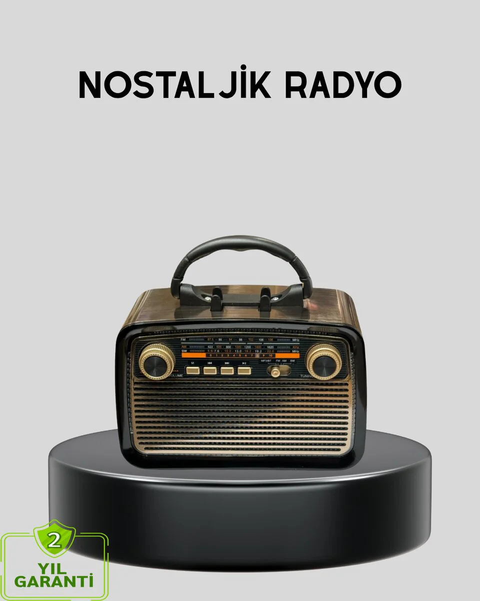 LED’li Nostaljik Bluetooth Hoparlör – Vintage Ahşap Doku
