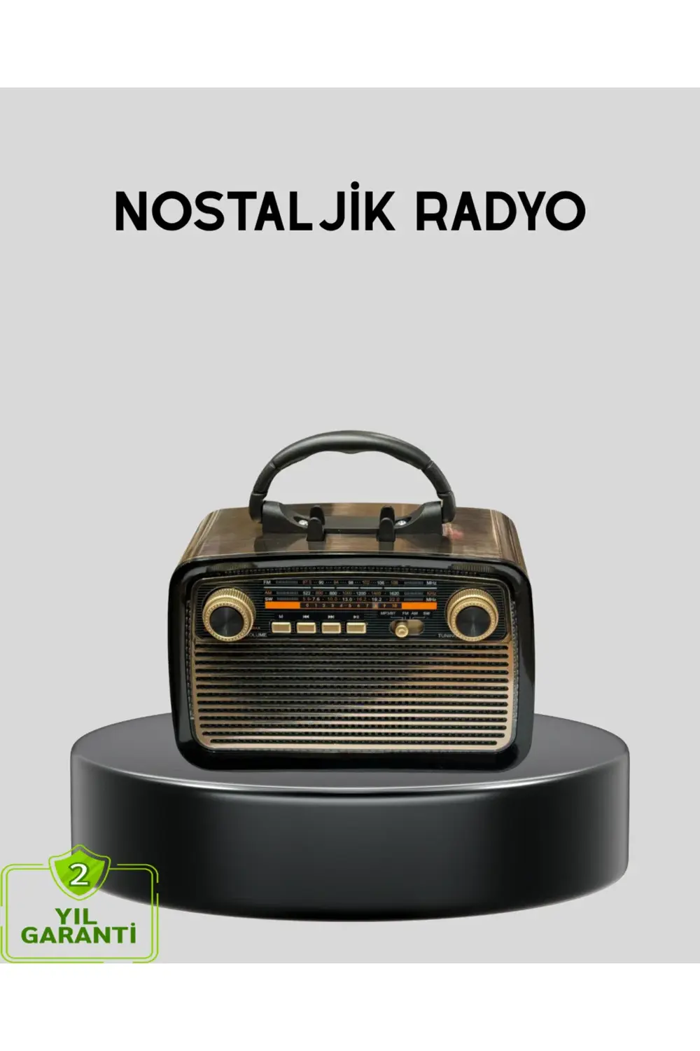 LED’li Nostaljik Bluetooth Hoparlör – Vintage Tasarım, Ahşap Doku