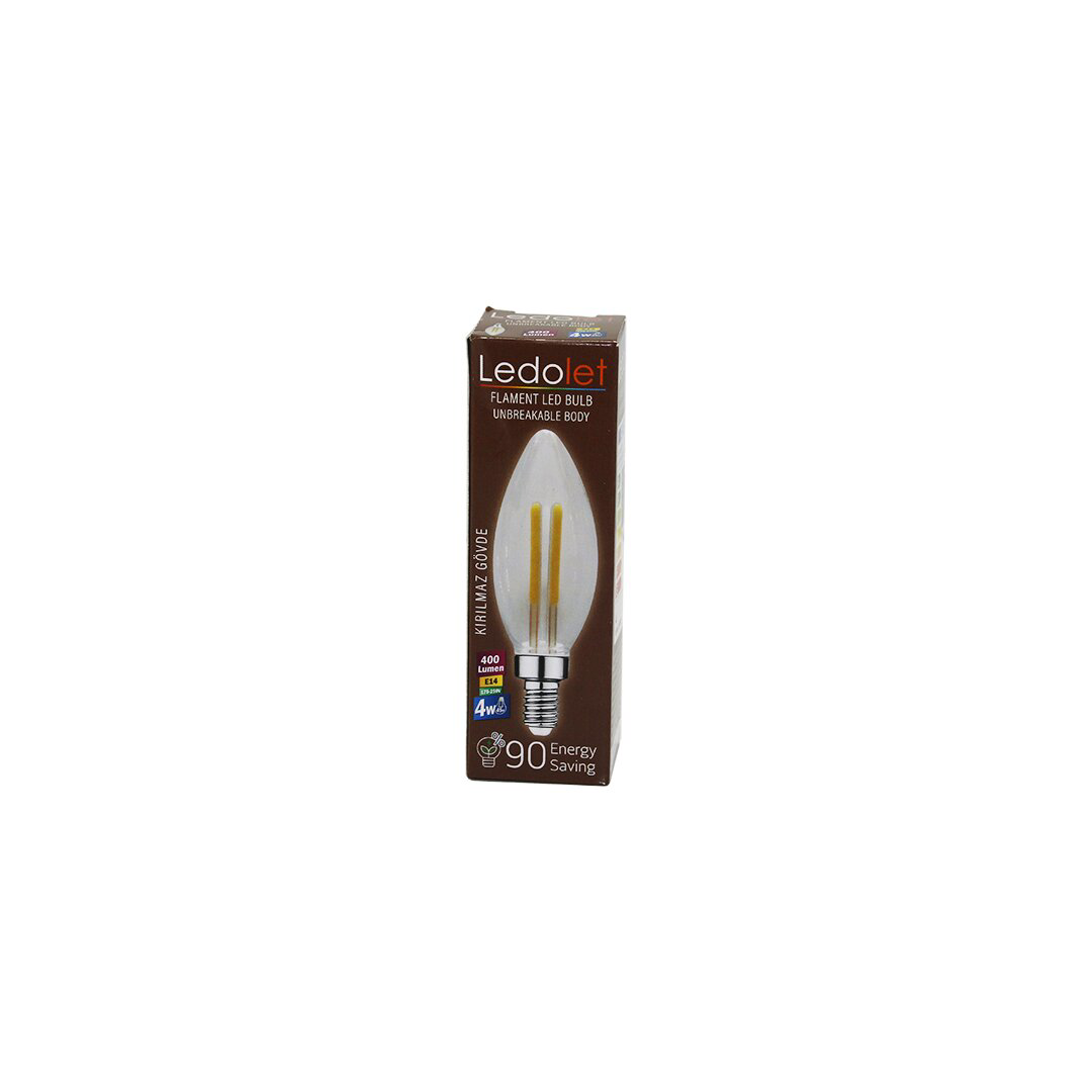 LEDOLET  4W=45W - E14   MUM  FLAMENT LED RUSTİK AMPUL  400LUMEN -