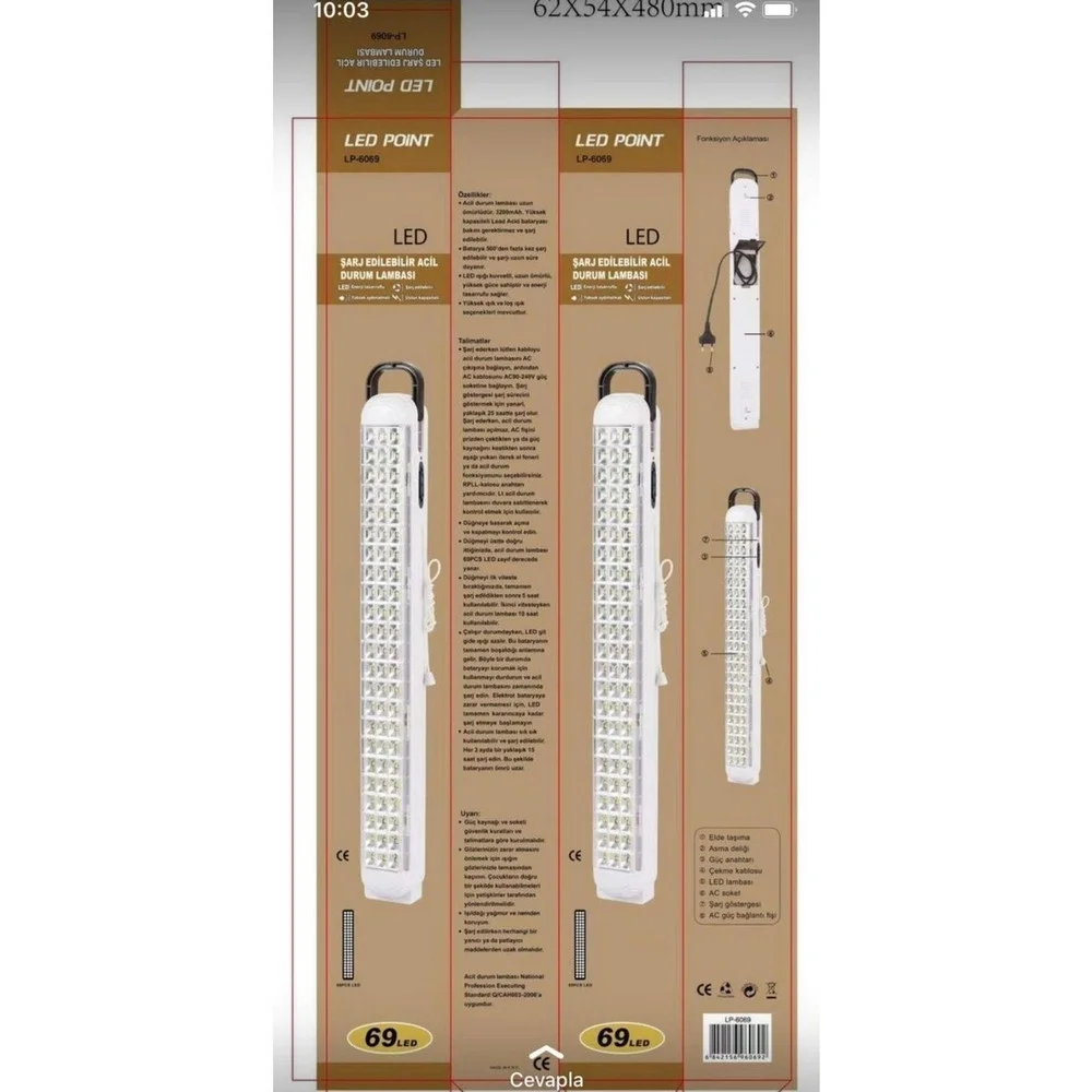 Ledpoint Lp-6069 Akülü 69 Led Şarjlı Işıldak Fiyatı, Yorumları ve Özellikleri