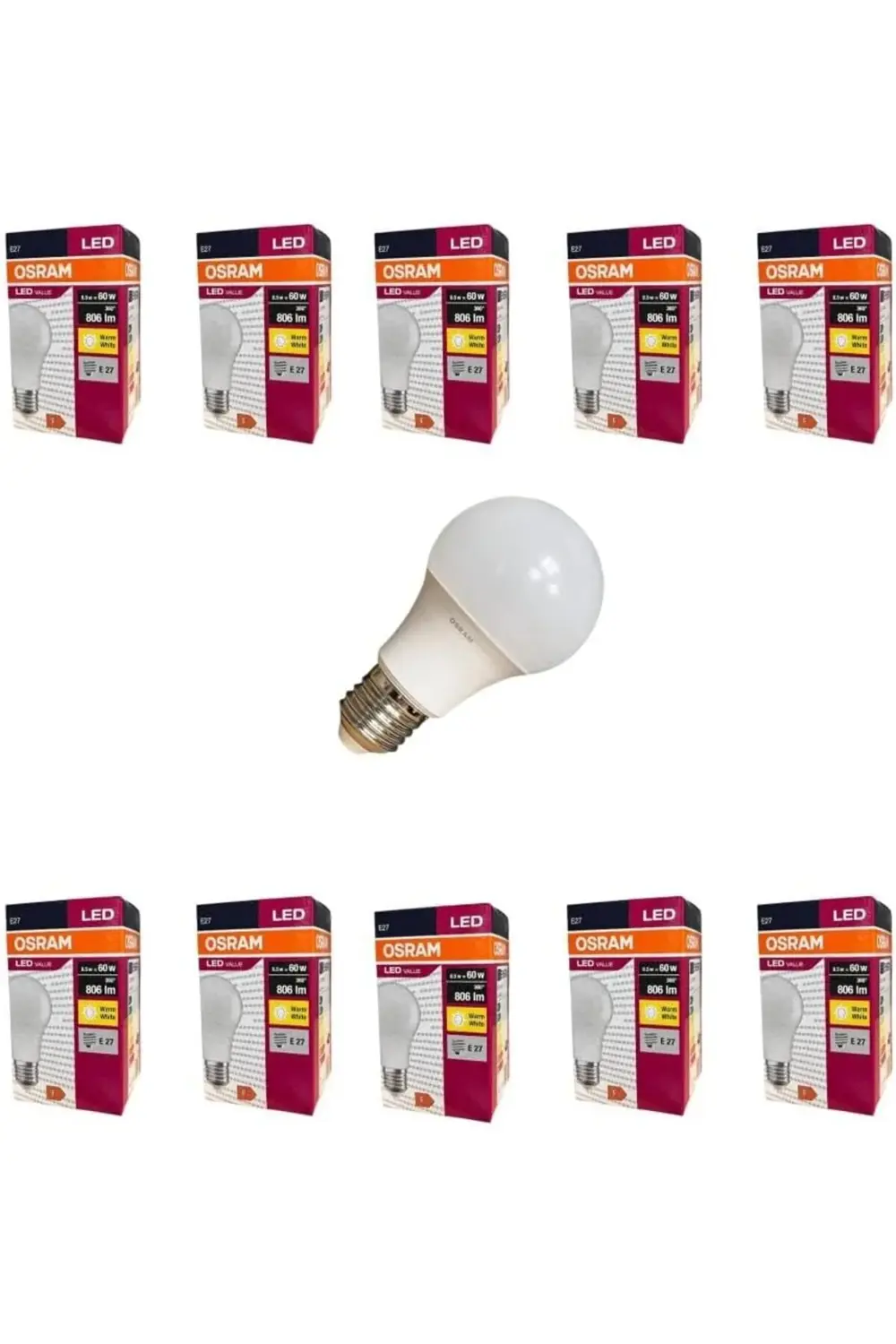 LEDValue 8.5W E27 LED Ampul | 2700K Sarı Işık, 806 Lümen, 60W Eşd